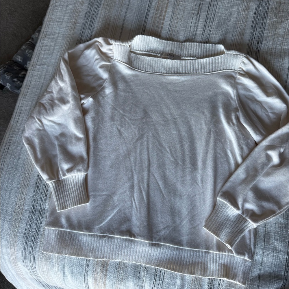 LOFT Cream Cowl Neck Sweatshirt